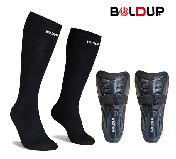 Football_Shin_Guard_With_Stocking_Socks_Combo_Lightweight_Plastic_Leg_Guards_With_Eva_Foam_Padding_For_Kids_Girl_Boys_12_Hole_Black_Socks
