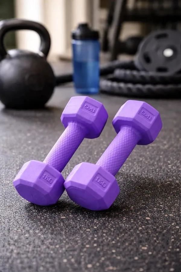 Neoprene_Hex_Dumbbell_Set_Purple_1_Kg_Each_Non_Slip_Textured_Grip_Hexagonal_Shape_Exercise_Equipment_For_Home_Gym_Weight_Training_2_Pieces_Purple