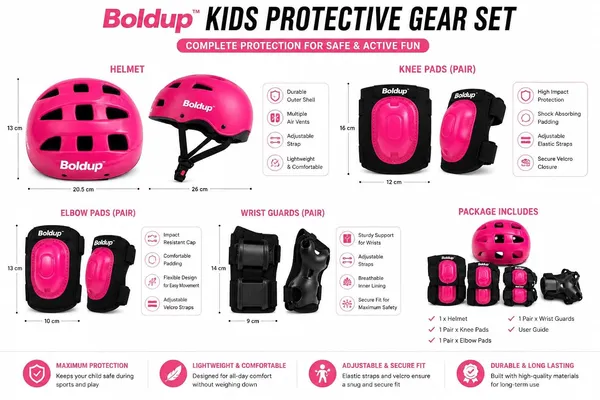 Kids_Safety_Gear_Set_Pink_Black_Helmet_With_Knee_Elbow_Wrist_Pads