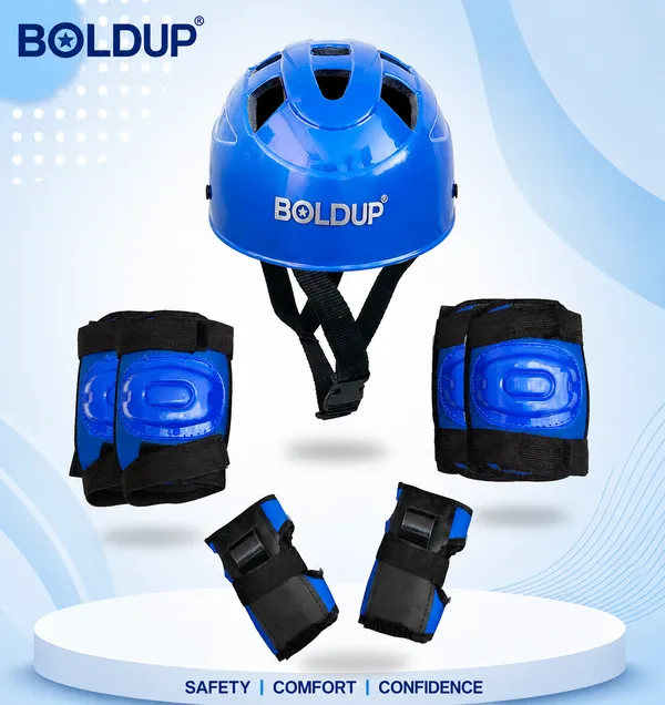 BOLDUP_Kids_Protective_Gear_Set_7-in-1_for_Skating,_Cycling_&_Scooter_|_Helmet,_Knee_Pads,_Elbow_Pads_&_Wrist_Guards_|_Adjustable_Safety_Gear_Kit_for_Boys_&_Girls_(Blue_Skating_kit_)
