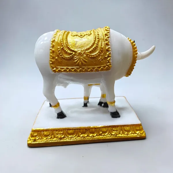 3.5_inch_White_&_Golden_Cow_and_Calf_Fiber_Poly_Resin_Statue_|_Premium_Kamdhenu_Idol_for_Home_Décor_&_Pooja__DA-9207