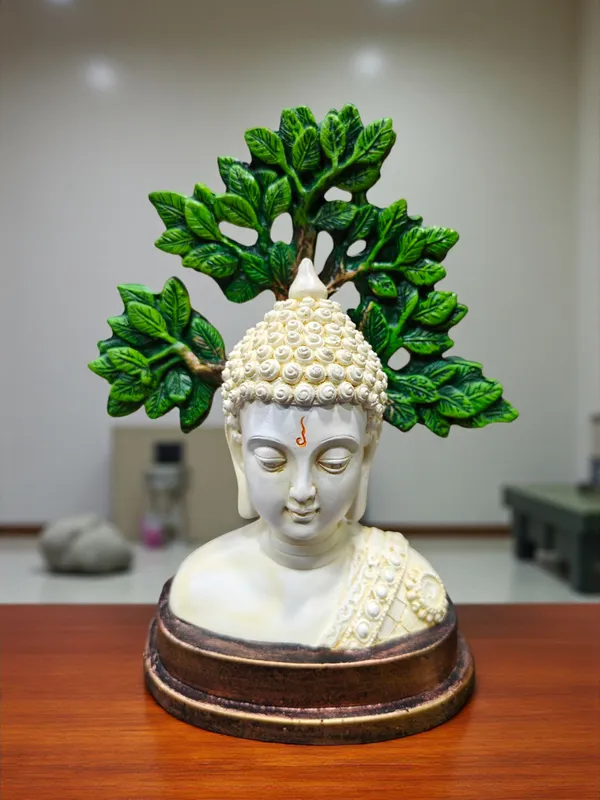White_Fiber_Poly_Resin_Premium_Buddha_Idol