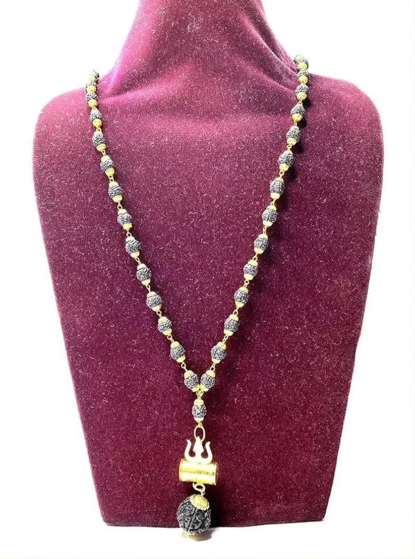 Gold_Cap_Trishul_Damru_Pendant_With_Black_Rudraksha_Mala_|_Spiritual_Necklace_For_Men_And_Women_|_Mahadev_Shiv_Locket_With_Rudraksha_Beads_For_Daily_Puja_And_Meditation