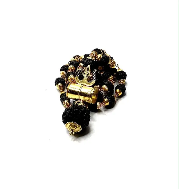 Gold_Cap_Trishul_Damru_Pendant_With_Black_Rudraksha_Mala_|_Spiritual_Necklace_For_Men_And_Women_|_Mahadev_Shiv_Locket_With_Rudraksha_Beads_For_Daily_Puja_And_Meditation