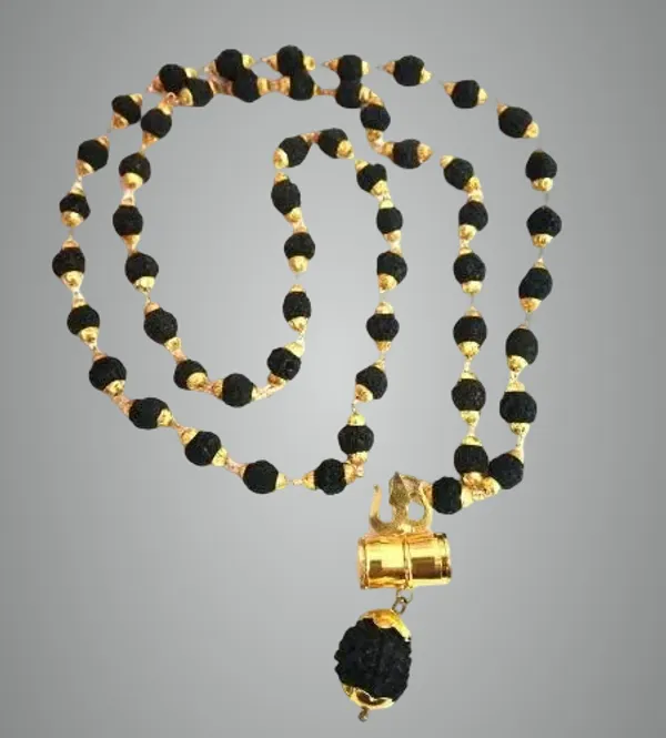Gold_Cap_Trishul_Damru_Pendant_With_Black_Rudraksha_Mala_|_Spiritual_Necklace_For_Men_And_Women_|_Mahadev_Shiv_Locket_With_Rudraksha_Beads_For_Daily_Puja_And_Meditation