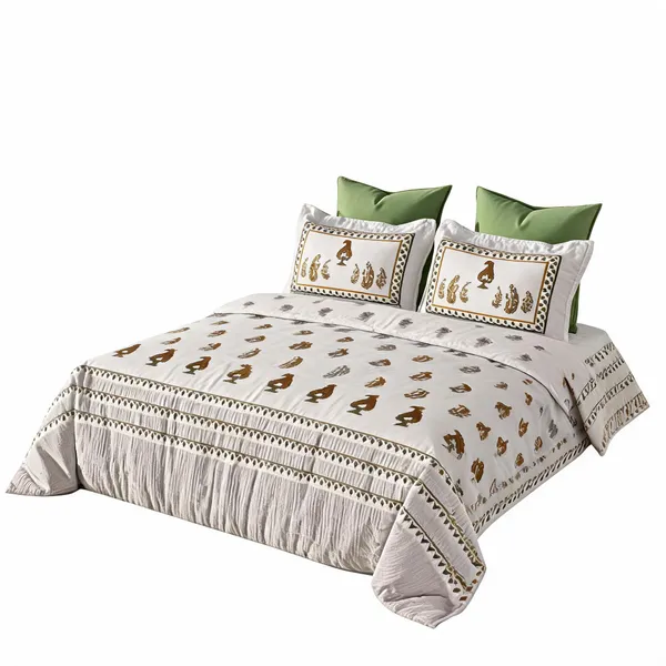 Green_And_White_100%_Cotton_King_Size_Bedsheet_For_Bedroom
