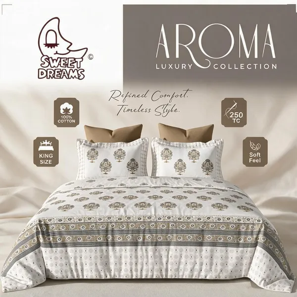 Brown_And_White_100%_Cotton_King_Size_Bedsheet_For_Bedroom
