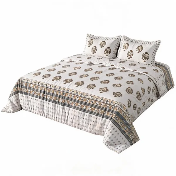 Brown_And_White_100%_Cotton_King_Size_Bedsheet_For_Bedroom