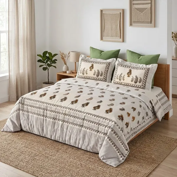 Green_And_White_100%_Cotton_King_Size_Bedsheet_For_Bedroom