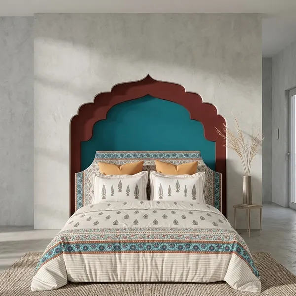 Dark_Blue_And_White_100%_Cotton_King_Size_Bedsheet_For_Bedroom