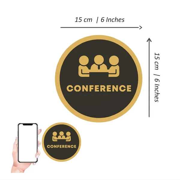 Golden_&_Black_Conference_Room_Sign_Acrylic_Round_Door_Signage,_Premium_Self-Adhesive_6_Inch_Sticker_For_Office,_Hotel,_Restaurant,_Store,_Cafe,_Business_&_Shop_Use