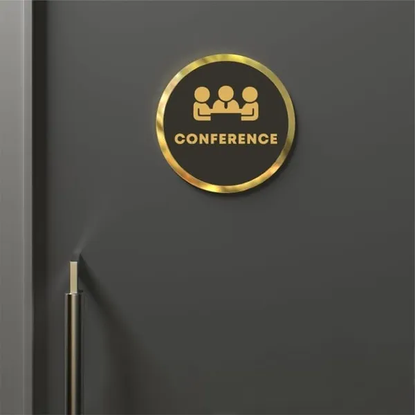 Golden_&_Black_Conference_Room_Sign_Acrylic_Round_Door_Signage,_Premium_Self-Adhesive_6_Inch_Sticker_For_Office,_Hotel,_Restaurant,_Store,_Cafe,_Business_&_Shop_Use