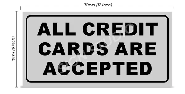 White_All_Credit_Cards_Are_Accepted_Foam_Sign_Board_Waterproof_&_Durable_Pvc_Sign_For_Shops,_Counters_&_Billing_Desks_(Pack_Of_2)