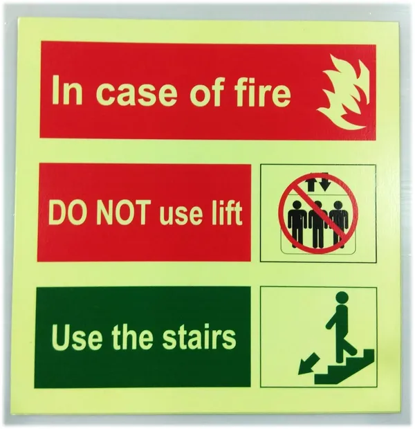Green_&_Yellow_Emergency_Fire_Safety_Sign_'In_Case_Of_Fire_Do_Not_Use_Lift,_Use_Stairs'_Glow-In-The-Dark_Safety_Board_For_Business,_Office,_School,_Hotel,_Cafe,_Hospital_Green_&_Yellow,_8X8_Inch