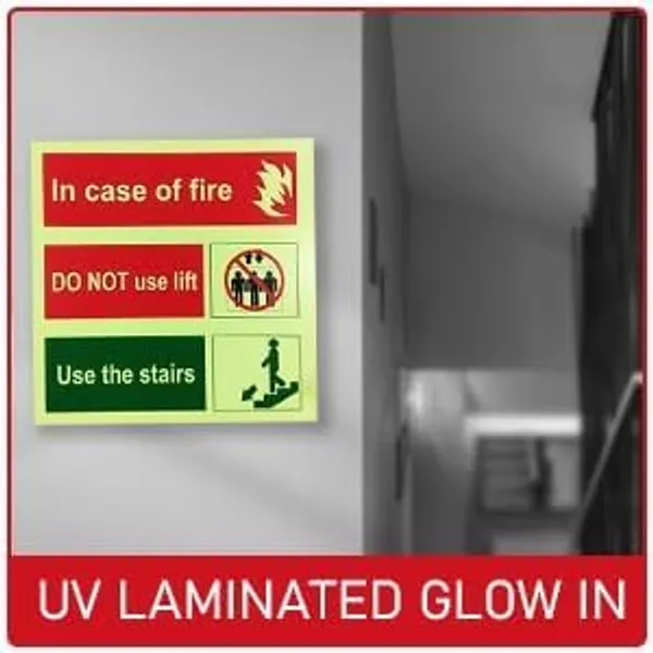Green_&_Yellow_Emergency_Fire_Safety_Sign_'In_Case_Of_Fire_Do_Not_Use_Lift,_Use_Stairs'_Glow-In-The-Dark_Safety_Board_For_Business,_Office,_School,_Hotel,_Cafe,_Hospital_Green_&_Yellow,_8X8_Inch
