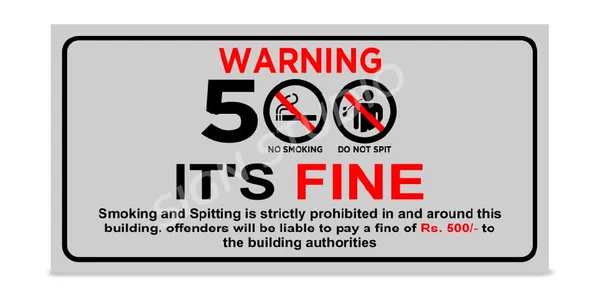 White_No_Smoking_Fine_Applicable_Warning_Foam_Sign_Board_Waterproof_&_Durable_With_Adhesive_Back_For_Office,_Public_Areas_&_Buildings_(Pack_Of_1)