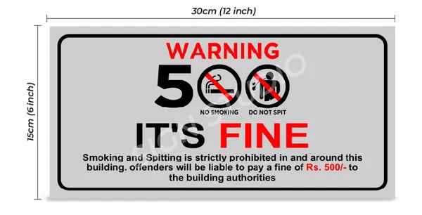 White_No_Smoking_Fine_Applicable_Warning_Foam_Sign_Board_Waterproof_&_Durable_With_Adhesive_Back_For_Office,_Public_Areas_&_Buildings_(Pack_Of_1)