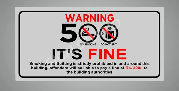 White_No_Smoking_Fine_Applicable_Warning_Foam_Sign_Board_Waterproof_&_Durable_With_Adhesive_Back_For_Office,_Public_Areas_&_Buildings_(Pack_Of_2)