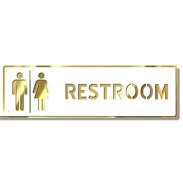 Rectangle_Restroom_Premium_White_&_Golden_Finish_Acrylic_Restroom_Door_Sign_10_X_3_Inch_Easy_Mount_Self-Adhesive_Tape_Signage_For_Hotel,_Office,_Corporate,_Business,_Resort_&_Society