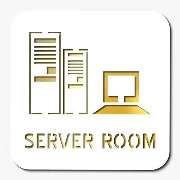 White_&_Gold_Premium_Finish_Acrylic_Server_Room_Door_Sign_Easy_Mount_Self-Adhesive_Tape_Signage_For_Hotel,_Office,_Resort,_Society,_Corporate,_Business_&_Hospital