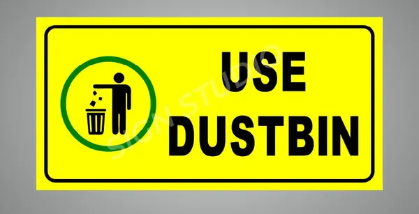 Yellow_Use_Dustbin_Foam_Sign_Board_For_Cleanliness_Awareness_Waterproof_&_Durable_With_Adhesive_Back_For_Wall_Or_Gate_(Pack_Of_2)