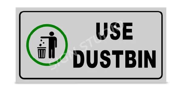 White_Use_Dustbin_Foam_Sign_Board_For_Cleanliness_Awareness_Waterproof_&_Durable_With_Adhesive_Back_For_Wall_Or_Gate_(Pack_Of_2)