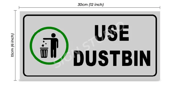 White_Use_Dustbin_Foam_Sign_Board_For_Cleanliness_Awareness_Waterproof_&_Durable_With_Adhesive_Back_For_Wall_Or_Gate_(Pack_Of_2)
