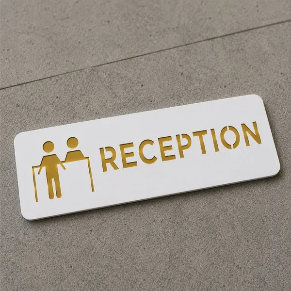 Horizontal_Reception_Premium_White_Gold_Finish_Acrylic_Reception_Desk_Door_Sign_Easy_Mount_3M_Self-Adhesive_Tape_Signage_For_Hotel,_Office,_Resort,_Society,_Corporate,_Business_&_Hospital