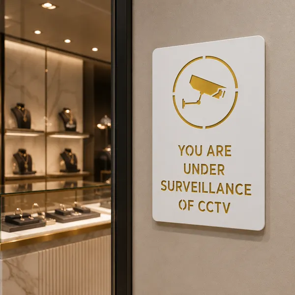 White_&_Gold_Cctv_Sign_Cctv_Surveillance_Sign_Acrylic_Self-Adhesive_Board_(5.5_X_9_Inch)_Elegant_Security_Notice_For_Office,_Shop,_Mall,_Hotel,_Hospital,_School,_Cafe,_Corporate_Spaces