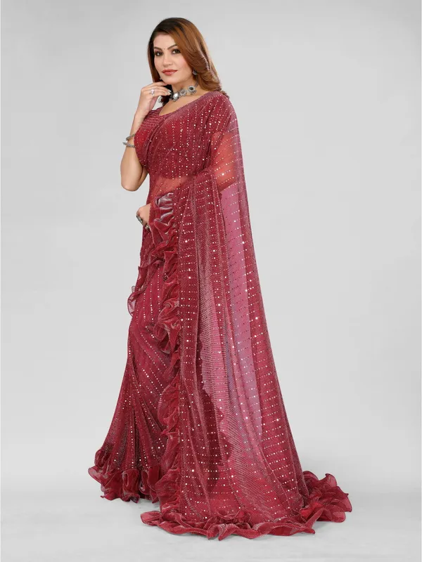 Two-Tone_Ruffle_Saree_in_Portrait_Moonlight_Fabric_with_Mirror_Work_&_Crush_Detail