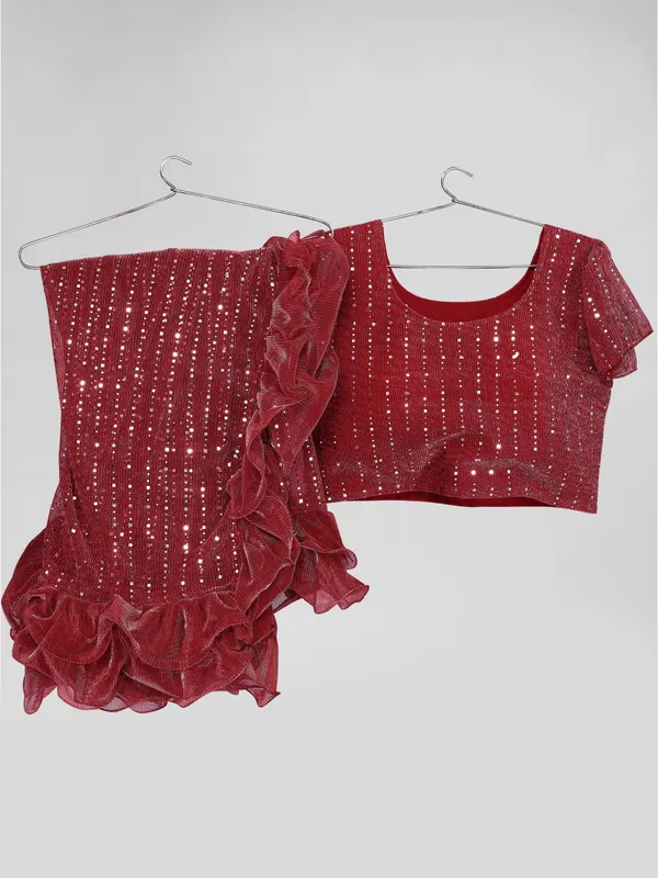 Two-Tone_Ruffle_Saree_in_Portrait_Moonlight_Fabric_with_Mirror_Work_&_Crush_Detail