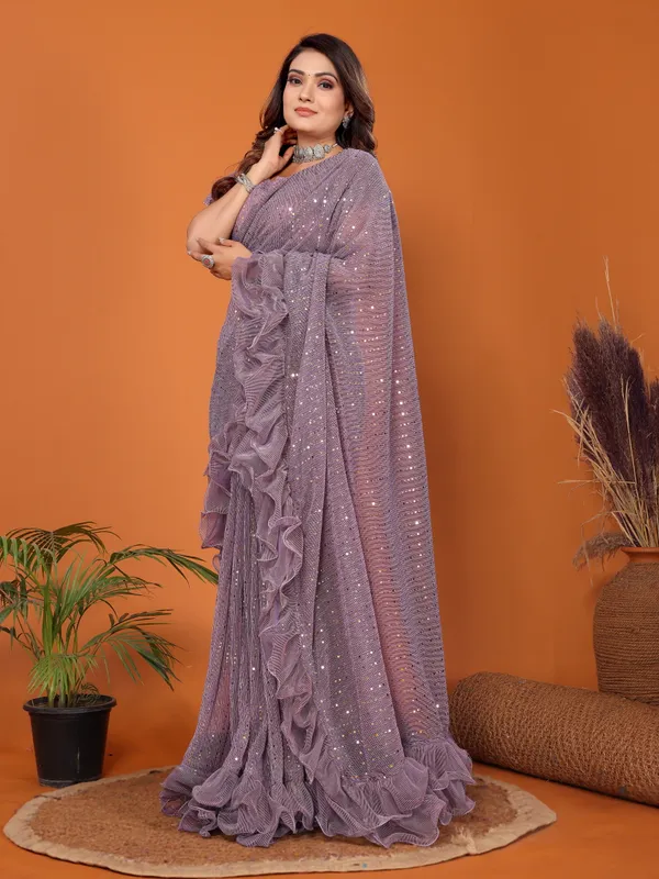 Two-Tone_Ruffle_Saree_in_Portrait_Moonlight_Fabric_with_Mirror_Work_&_Crush_Detail