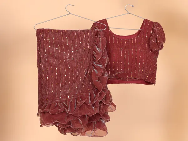 Two-Tone_Ruffle_Saree_in_Portrait_Moonlight_Fabric_with_Mirror_Work_&_Crush_Detail