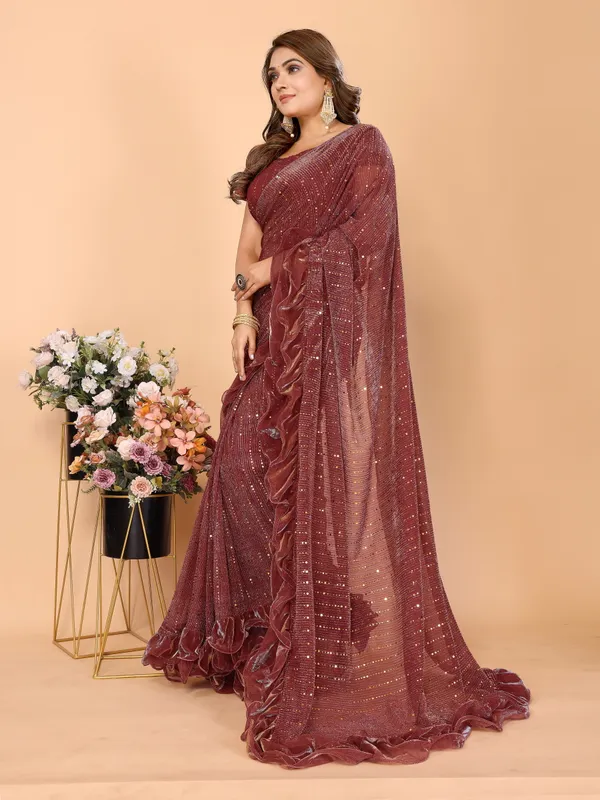 Two-Tone_Ruffle_Saree_in_Portrait_Moonlight_Fabric_with_Mirror_Work_&_Crush_Detail