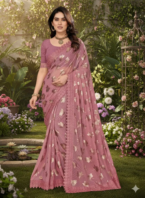Foil_Work_Saree_in_Rich_Zari_Fabric_with_Intricate_Chemical_Lace