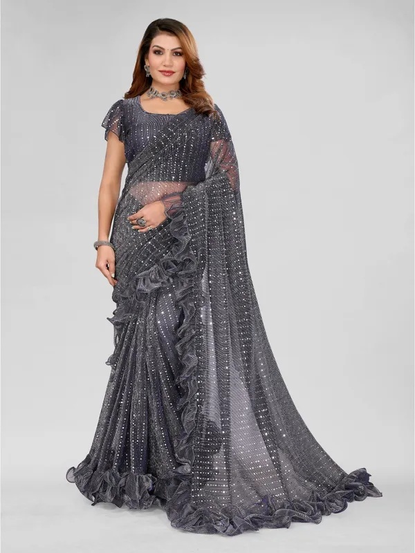 Two-Tone_Ruffle_Saree_in_Portrait_Moonlight_Fabric_with_Mirror_Work_&_Crush_Detail