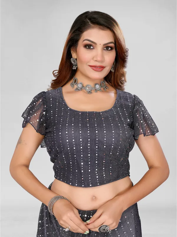 Two-Tone_Ruffle_Saree_in_Portrait_Moonlight_Fabric_with_Mirror_Work_&_Crush_Detail