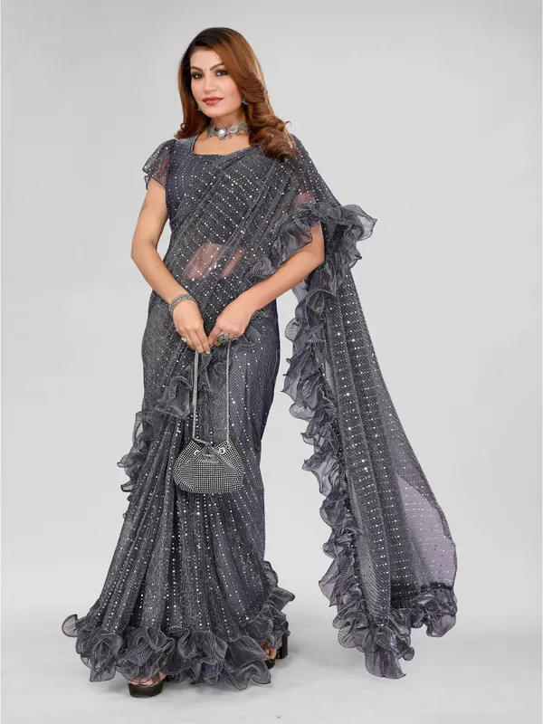 Two-Tone_Ruffle_Saree_in_Portrait_Moonlight_Fabric_with_Mirror_Work_&_Crush_Detail