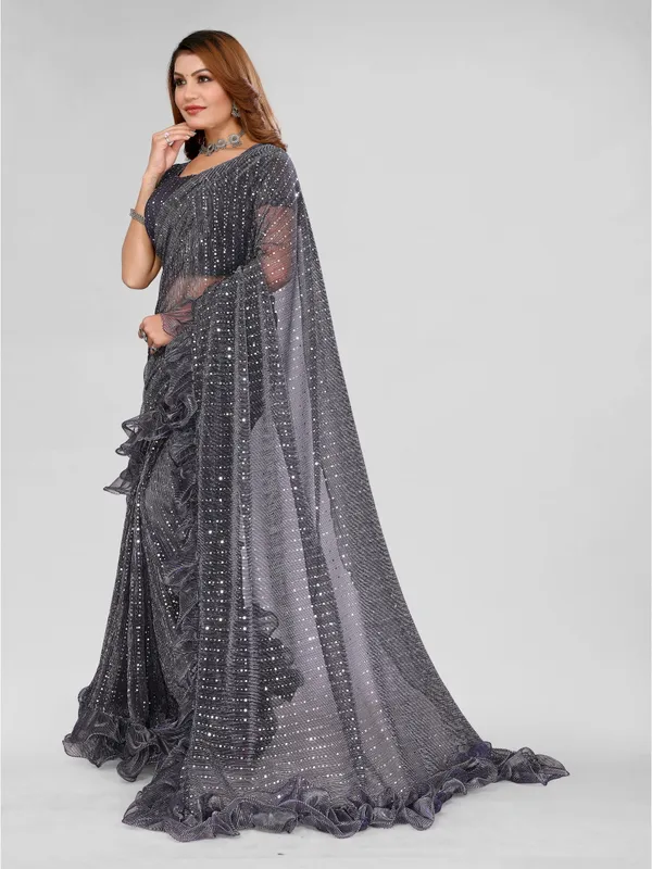 Two-Tone_Ruffle_Saree_in_Portrait_Moonlight_Fabric_with_Mirror_Work_&_Crush_Detail