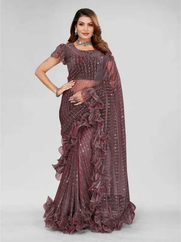 Two-Tone_Ruffle_Saree_in_Portrait_Moonlight_Fabric_with_Mirror_Work_&_Crush_Detail
