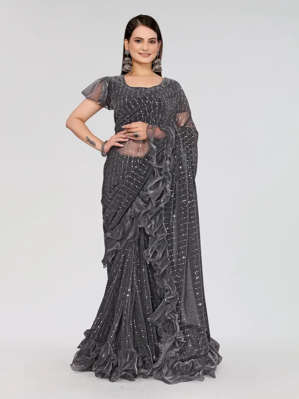 Two-Tone_Ruffle_Saree_in_Portrait_Moonlight_Fabric_with_Mirror_Work_&_Crush_Detail