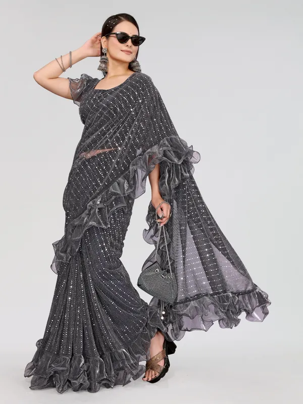 Two-Tone_Ruffle_Saree_in_Portrait_Moonlight_Fabric_with_Mirror_Work_&_Crush_Detail