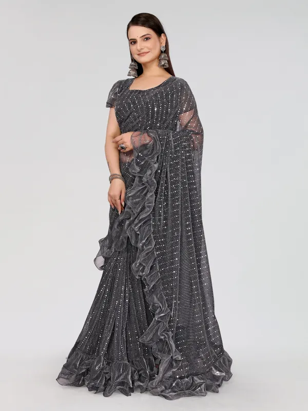 Two-Tone_Ruffle_Saree_in_Portrait_Moonlight_Fabric_with_Mirror_Work_&_Crush_Detail