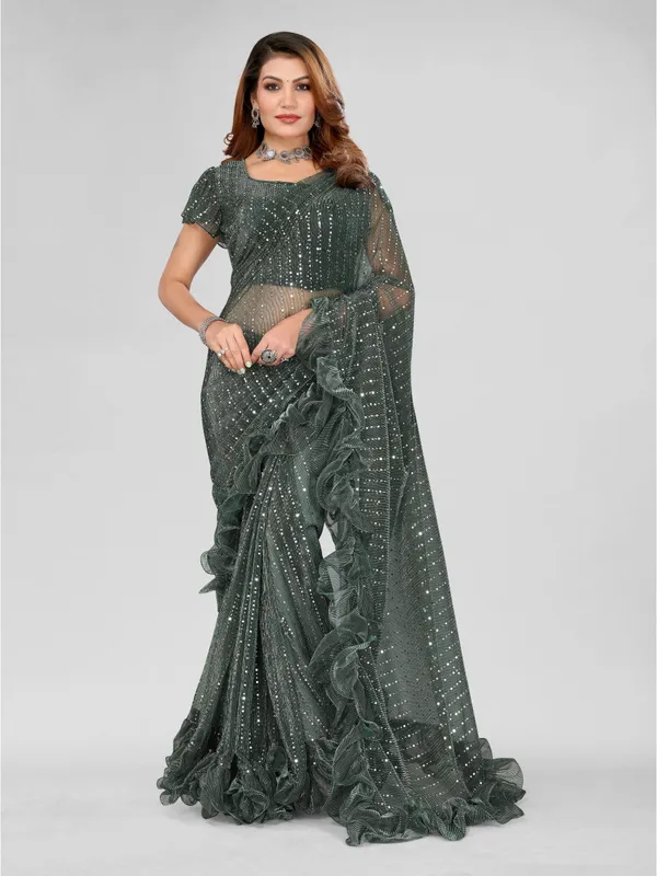 Two-Tone_Ruffle_Saree_in_Portrait_Moonlight_Fabric_with_Mirror_Work_&_Crush_Detail