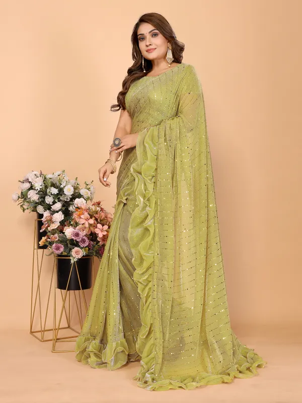 Two-Tone_Ruffle_Saree_in_Portrait_Moonlight_Fabric_with_Mirror_Work_&_Crush_Detail