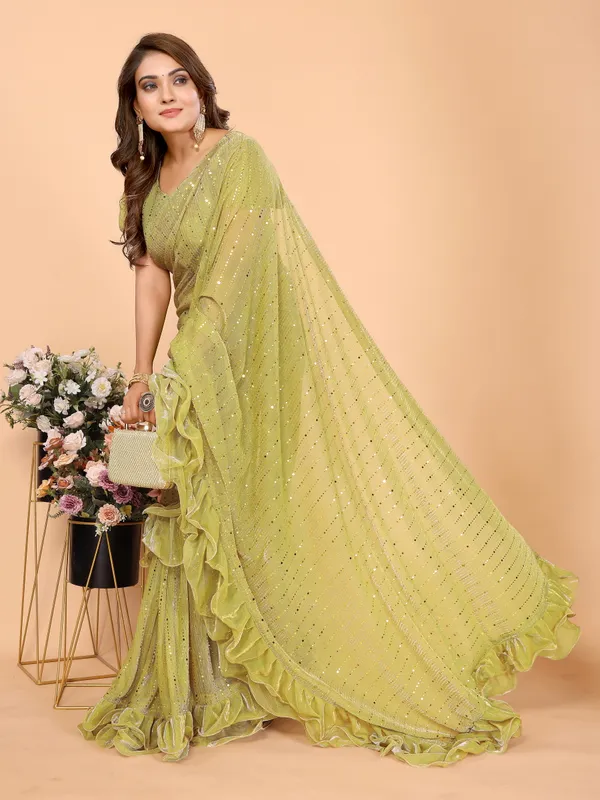 Two-Tone_Ruffle_Saree_in_Portrait_Moonlight_Fabric_with_Mirror_Work_&_Crush_Detail