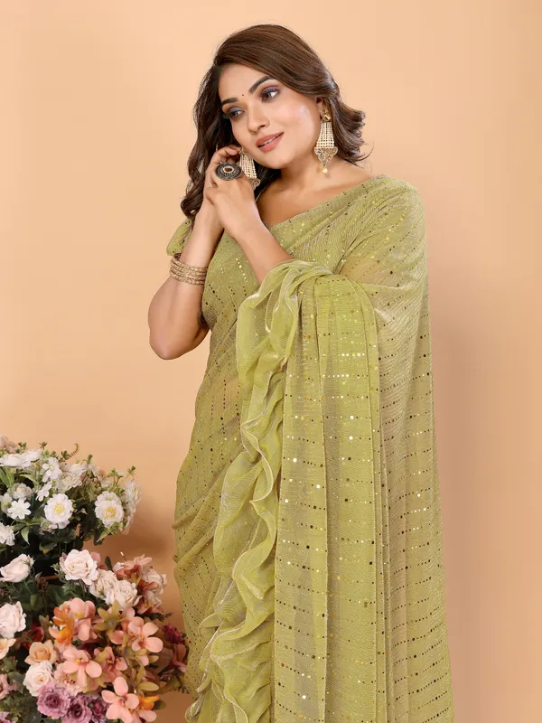 Two-Tone_Ruffle_Saree_in_Portrait_Moonlight_Fabric_with_Mirror_Work_&_Crush_Detail