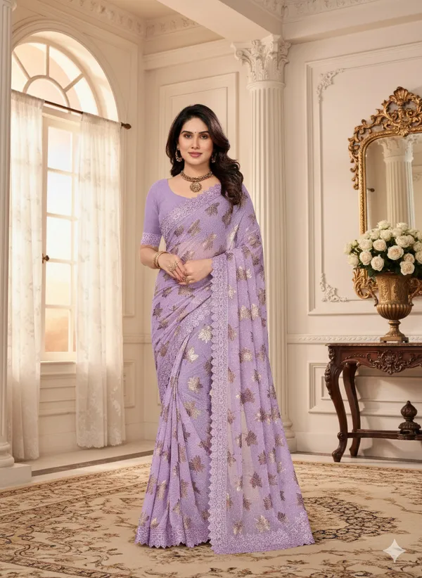 Lavender_Elegant_Design_Saree_For_Women