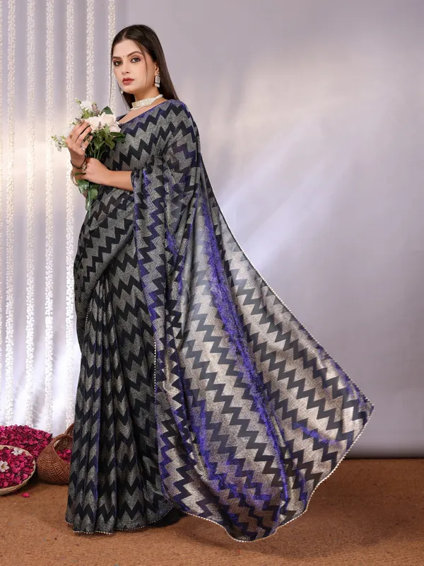 Metallic_Two-Tone_Fabric_Saree_with_Stitched_Blouse