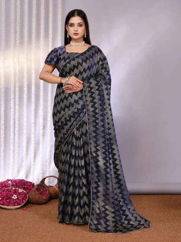 Metallic_Two-Tone_Fabric_Saree_with_Stitched_Blouse